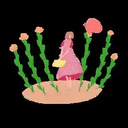 夏天花蝴蝶与少女小清新创意手绘插画免费下载高清png图片90设计网