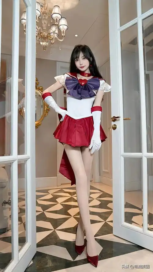 美女模特林星阑白色上衣搭配红色短裙超清写真美照分享