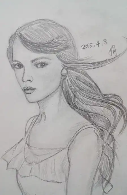 素描黑白手绘美女