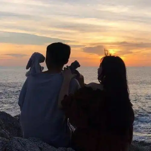 夕阳比心头像男高清