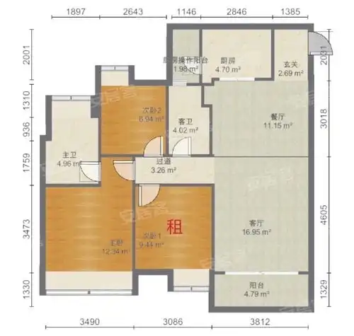 金洲云山诗意次卧招租限女生