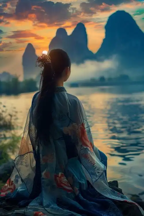 夕阳下的背影女生头像风