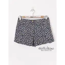 韩国田园风弧形开叉高腰碎花小短裤裤子女