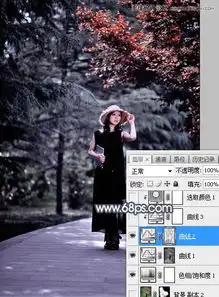 ps人物调色调出唯美冷色艺术效果的公园女孩