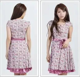 女人星2013夏装新款女装韩版百搭修身森女显瘦淑女气质夏季短袖雪纺连衣裙msy728002