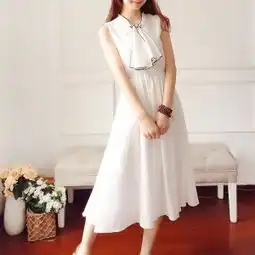 波西米亚系带花案雪纺花苞裙