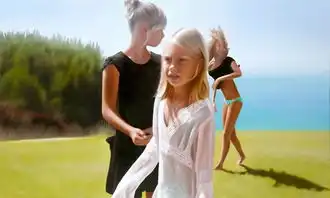 画蓝天碧水,沙滩,多彩比基尼