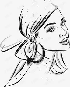 手绘时尚女郎侧脸矢量图素材图片免费下载高清卡通手绘psd千库网图片编号7890451