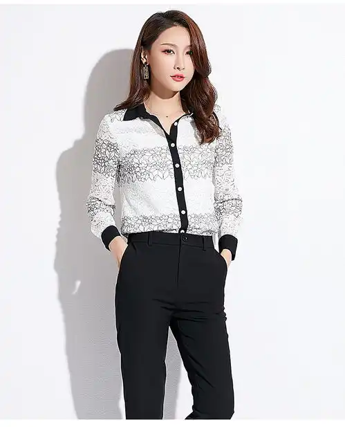 熤笙靘2019春季新款名媛女装气质成熟优雅百搭撞色上衣蕾丝花边衬衫女89008