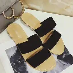 夏季二字拖女韩版真皮平底拖鞋时尚绑带凉鞋堆糖,美图壁纸兴趣社区