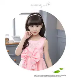 夏季女童中大童创意腰前钻石大蝴蝶结连衣裙