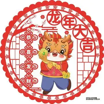大吉龙年春节喜庆窗花贴纸