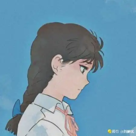 手绘浅蓝色唯美动漫女头我对你仍有爱意