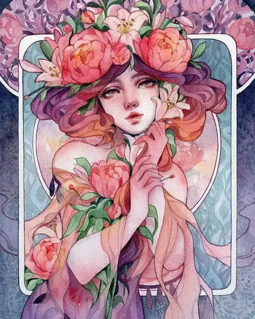菲梦少女头像林娜油画头