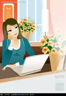 看电脑发呆的长发美女psd插画素材免费下载红动网