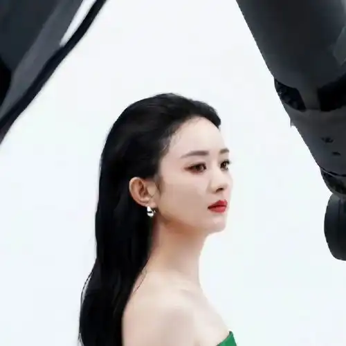 赵丽颖穿抹胸裙温婉动人乌黑长发勾勒精致侧脸