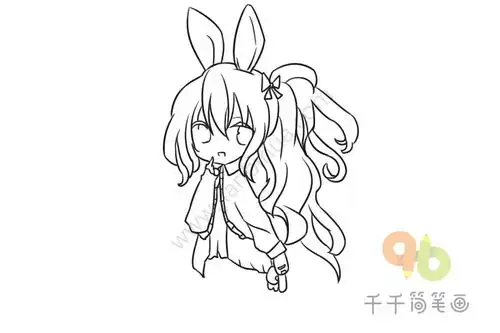 q版兔子女孩简笔画图片教程