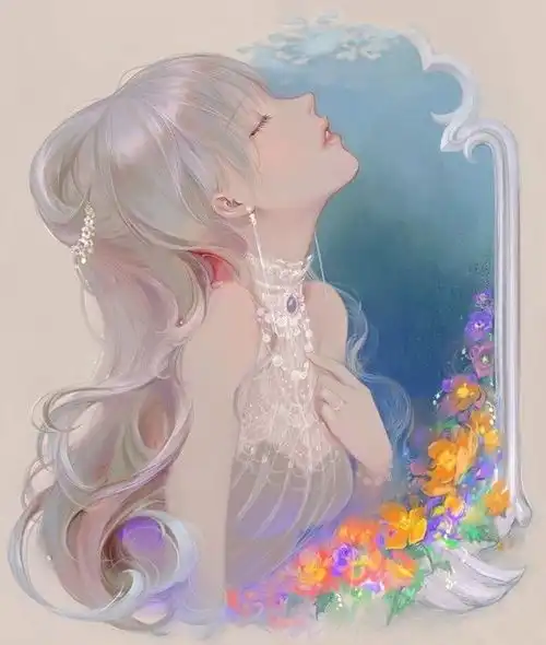 油画棒头像女生仙气滑过