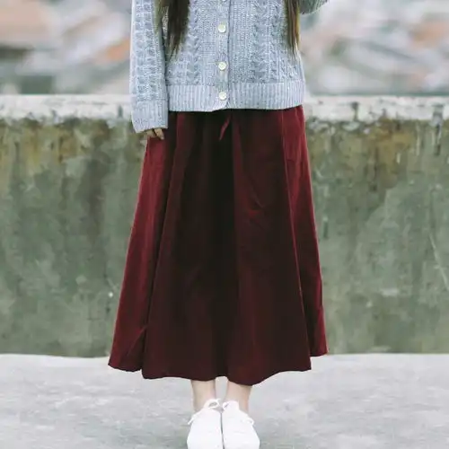 恋旧秋装森女复古文艺范儿大摆灯芯绒半身裙堆糖,美图壁纸兴趣社区