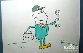 彩色简笔画勤劳的维修工