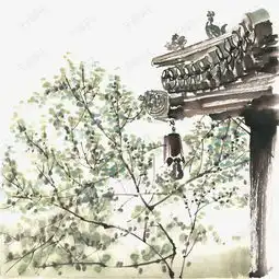 寺庙的春天水墨画png免抠素材图片免费下载千库网