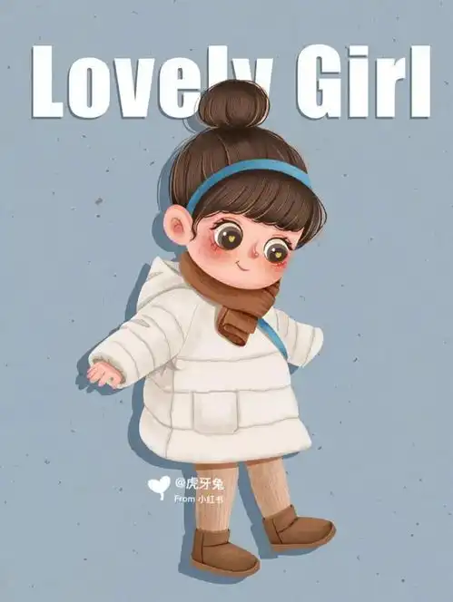 插画可爱的大眼睛小女孩儿