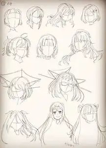 动漫人物发型的各种角度各种画法,多种发型参考