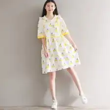 少女夏装中学生背带裙女夏韩版宽松百搭短袖卡通连衣裙女套装中裙