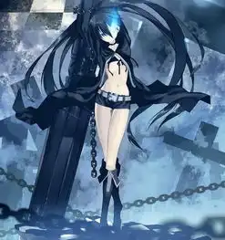 一个动漫美女眼里发着蓝光,双手绑在上面,一身黑衣服,求图片