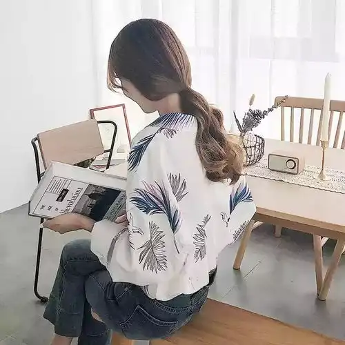 衬衫女学生韩版宽松黑色白色衬衣女长袖外穿印花秋季百搭女士新款