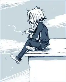 女生抽烟头像黑白卡通