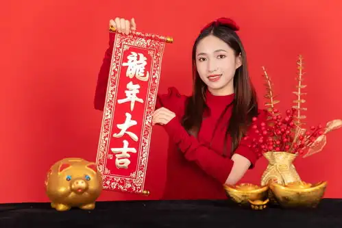 龙年大吉新年龙年春节美女人物摄影图广告素材下载至来源处