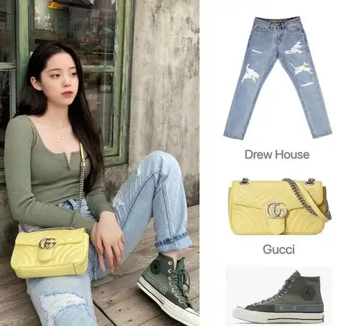 欧阳娜娜这件上衣有女人味墨绿色养眼不说,胸前开口设计给满分