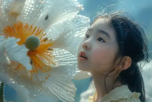 阳光小女孩与鲜花人物肖像摄影摄影图下载至来源处