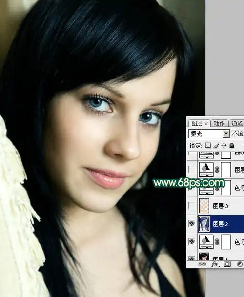 photoshop打造暗调橙绿色美女图片1