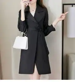 施悦名2019秋装新款秋冬大码女装时尚修身显瘦气质中长款风衣外套大衣潮a
