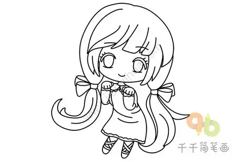 萌萌的动漫女孩简笔画