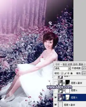 photoshop调出外景人物图片柔和的古典暗调青紫色