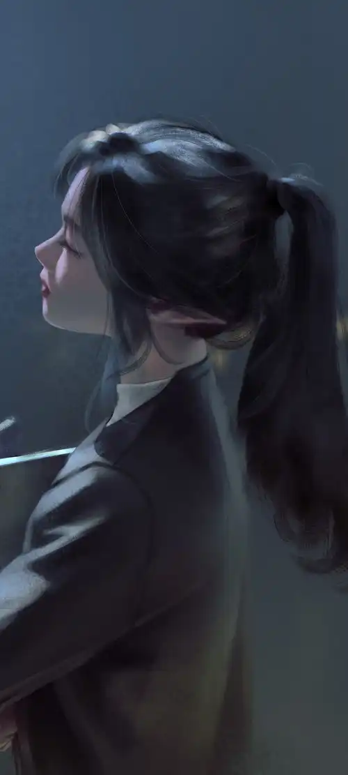 女孩侧脸头像竖屏壁纸卡