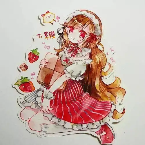 水彩画手绘小女生喜欢的动漫画风萝莉风十足