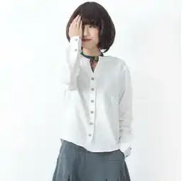 白衬衫文艺清新简约显瘦纯色v领长袖衬衣女