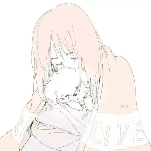自闭头像女插画