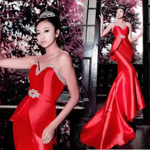 大红中国大美旗袍太漂亮了