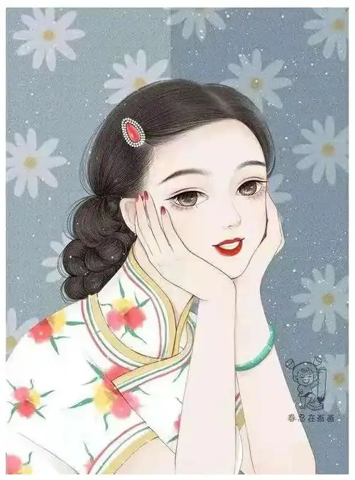 复古民国风手绘头像壁纸,优雅的旗袍女子,跃然纸上着实让人着迷