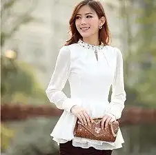 复古竖条雪纺衫