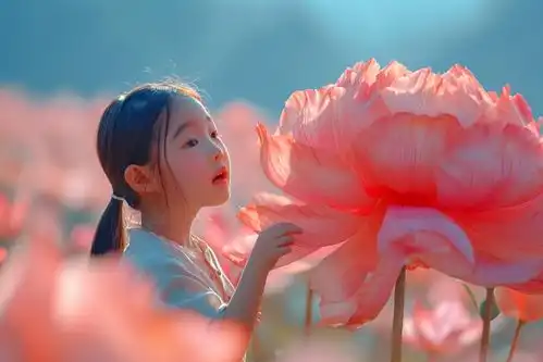 夏季荷花漂亮小女生与鲜花人物肖像摄影摄影图下载至来源处