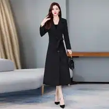 时尚风衣潮流舒适优雅女装修身双排扣长外套备双十一2022年秋款