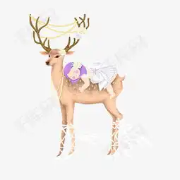 卡通手绘女孩与鹿素材图片免费下载高清png千库网图片编号11128481