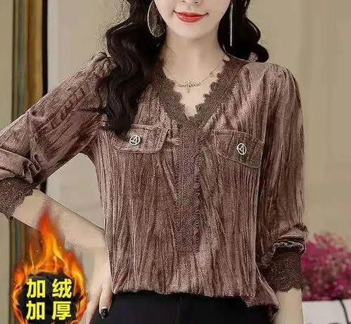 寒冬不做冻美人新款牛仔打底衫气质出众,保暖显年轻