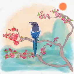 中国风水墨工笔水彩喜鹊登枝手绘免抠高清图素材图片免费下载千库网